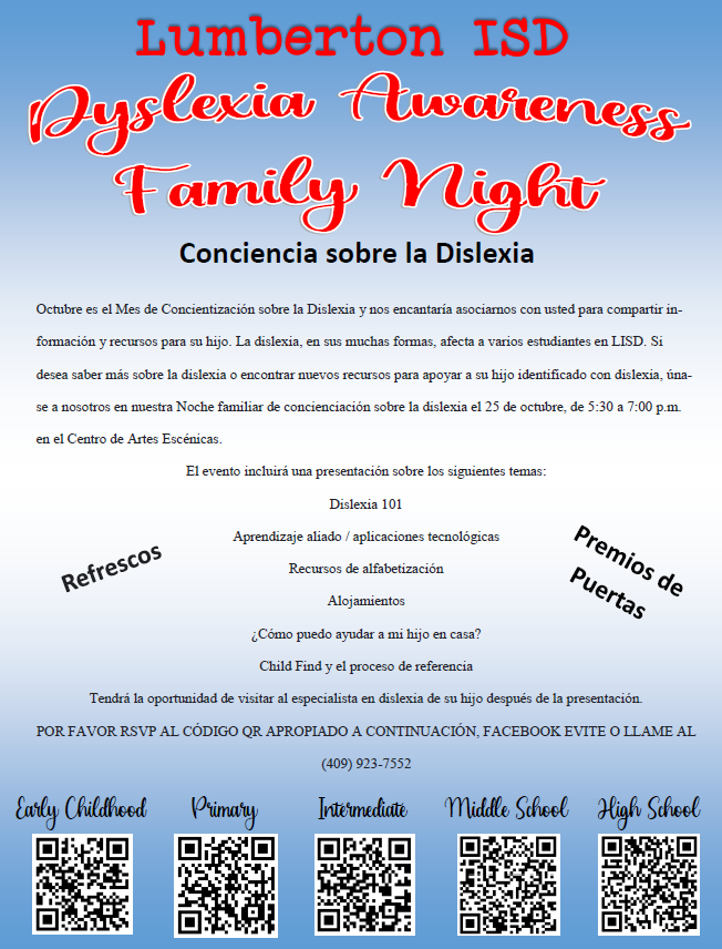 Dyslexia Awareness Night Spanish